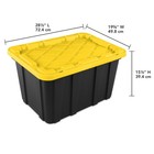 27 Gallon Large Storage  Durable Plastic Storage Tote Black And Yellow  6 Pack