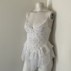 Vintage White Nylon Lace Babydoll Nightie Panty Set M