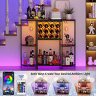 Wine Bar Cabinet With Led Lights  Mini Wine Bar Cart With Storage And Glass Hold