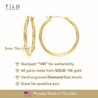 10k Real Solid Gold Hand Engraved Full Diamond-cut Round Hoop Earrings All Sizes