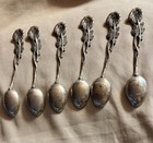 Set Of 6 Christoph Bac  hildesheimer Rose  Handle Spoons 835 Sterling Silver