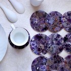 Purple Amethyst Round Gemstone Coaster Home Spiritual Decorati Drink Coaster Set