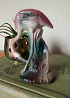Vintage 3 5  Mid Century Modern Pink Flamingo Porcelain Ceramic Bird Figurine