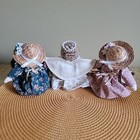 Lot Of 3 Vintage Fabric   Wood Mini Dolls Shelf Sitters Primitive Folk Art Decor