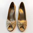 St  John Vtg Shoes 9 Women   s Pumps Classic Knotted Peep Toe Linen Designer Heels