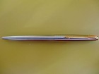 Parker 45 Ballpoint Pen Stainless Steel   Gold Flat Top  Black F New In Box Uk