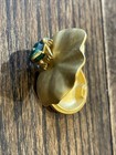 Vntg Estee Lauder Frog On Lily Pad Enamel Gold Tone Solid Perfume Compact Empty