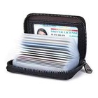 Genuine Leather Credit Card Holder Wallet Rfid Blocking Secure Card Case Id Case