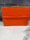 Vtg Thermos Orange Plastic Dome Workers Lunch Box - Rare Smaller Size   Color