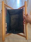 Vintage Folding Knitting Sewing Caddy Yarn Bag With Wood Frame Mcm