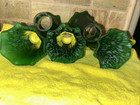 Set 5 Ruffle Green Glass Pond Lily Tulip Lamp Shade 1 1 4  Small Tiffany Style