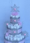 3 Tier  Snowflake Diaper Cake Baby Shower Girl   Kirkland Brand Diaper Size 1