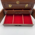 Japanese Style Carved Wood Jewelry Chest Vtg Dresser Box Drawers Mirror 13x9x9