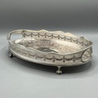 Vintage Silver Plated Footed Serving Tray Deep Gallery Tea Drinks Small Viners