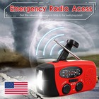 Emergency Hand Crank Radio Solar Power Bank Usb Charger Led Flashlight Fm am wb