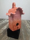  Gorgeous Art Pottery Birdhouse Hand Painted  Glaze Pink   Orange 9  Tall