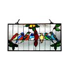 Stained Glass Tiffany Style Window Panel Singing Birds On Wire Suncatcher New