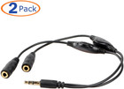 2-pack 3 5mm Stereo Male To Dual Female Audio Headphone headset Y