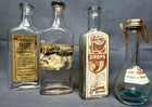 Antique Bottle Lot      Early Pharmacy   Liquor Lot Of 4 Drug Store 1900   1930