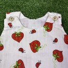 Vintage 80s Strawberry Heart Lady Bug White Red Baby Infant Toddler Dress 18-24m
