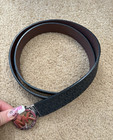Michael Kors Women s Sm md Reversible Mk Logo Belt 44  Black brown Round Buckle