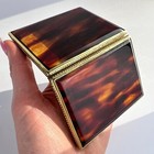 Antique Art Deco Women s Makeup Cosmetic Case Powder Box Brass Mirror