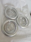 Vtg Dimpled  Silver Rimmed Glass Coasters  3 75     Round  Set Of 3