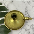 Vintage 90s Brass Metal Chamber Stick Candle Holder Large Dish Cottage Decor