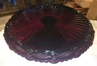 Vintage Avon Cape Cod Collection Dark Ruby Pressed Glass Cake Stand Gorgeous 