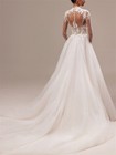Beaded Wedding Dress Long Train High Neck Bridal Wedding Gown High Thigh Bride