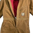 Vtg Carhartt X01 Brn Made In Usa Red Quilted Lining Duck Coveralls Sz 36 Short
