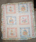 Vintage Peter Rabbit Beatrix Potter Nursery Baby Quilted Blanket Reverse 50x44 