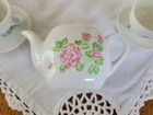 Vintage Doll Child China Tea Set 11 Miniature Plates Saucers Cups Roses Design