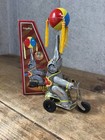 W  Box   Key Vintage Schylling Tin Litho Wind Up Elephant On Bike Ball Toy Works