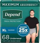 68 Ct Mens Size X-large New Depend Fresh Protection Adult Disposable Underwear