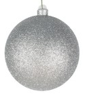 Shiny Silver Glittered Christmas Ball Ornaments  Extra Large 8in Diameter  8 Set