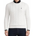 New - Polo Ralph Lauren Mens Cable-knit Crew Cotton Sweater   Off White   S- Xxl