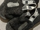 Ugg Fluff Yeah Womens Slide Slippers 8 Black Sheepskin Slingback Platform