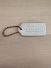Vintage Coach Double Sided White Leather Hangtag Replacement W  Brass Ball Chain
