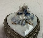 Vintage Small Jewelry Box Or Trinket Box  Silver Plate  Flower Design  Man Woman