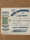1872 Bank Of California Gold Hill Nevada Nv Certificate Of Deposit Check Revenue