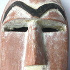 Carved Painted Wooden Mask Brown White 9  X 5 5  Wall Hanging Decor