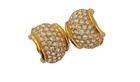 Vintage Elegant Swarovski Crystal Goldtone Clip Earrings Half Circle Swan Euc