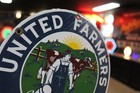 Rare United Farmers Milk Dealer Porcelain Metal Sign Cow Farm Sun Dairy Corn Ih