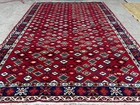 6x9 Fine Vintage Oriental Rug Handmade Antique Turkish Kazak Red Blue Geometric