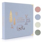 Baby Memory Book First 5 Year Keepsake Journal Blue Linen Hardcover Photo Album