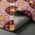 Hand Tufted Wool Rug     Pink Geometric Floral Area Carpet  Boho Living Room Accen