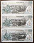 Mexico 5 Pesos 1969 Pick  62a 3 Sequential Gem Unc Notes
