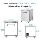 29   Commercial Undercounter Freezer Solid Door Stainless Steel Worktop 8 Cu ft