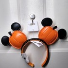 Disney Parks Minnie Ears Halloween Pumpkin Ears Jack O  Lantern Headband Nwt